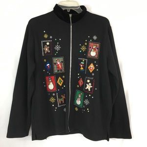 Ugly Christmas Sweater Jacket Cotton Blend Large